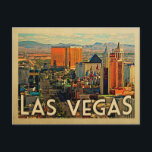 Carte postale Vintage voyage Las Vegas<br><div class="desc">L'horizon de Las Vegas est présenté dans cette carte postale Vintage voyage cool.</div>