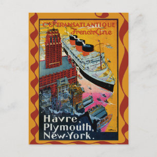Carte Postale Vintage voyage - Ligne française transatlantique