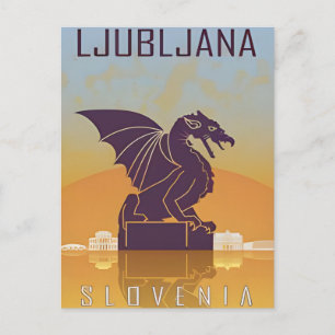 Carte Postale Vintage voyage Ljubljana Slovénie retro