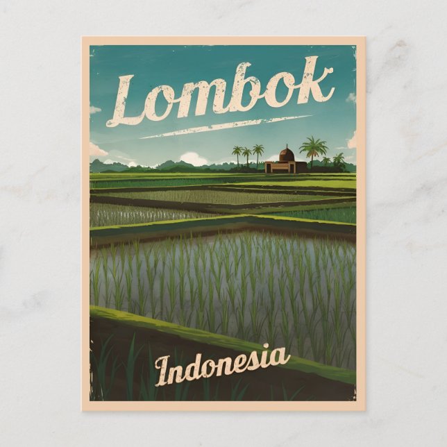 Carte Postale Vintage voyage Lombok Indonésie Pittoresque rétro (Devant)