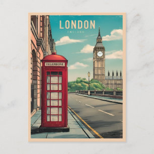 Carte Postale Vintage voyage Londres Big Ben England Retro Pitto