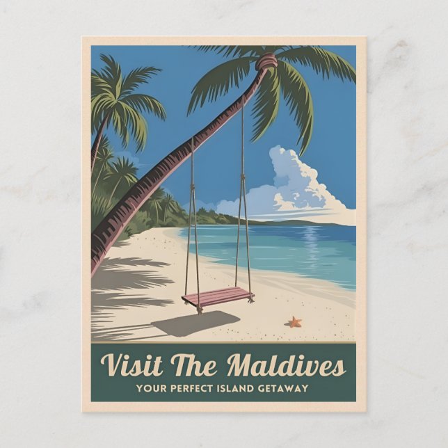 Carte Postale Vintage voyage Maldives  de la mer Pittoresque (Devant)