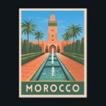 Carte Postale Vintage voyage Maroc Afrique du Nord Retro Graphis<br><div class="desc">Découvrez l'allure intemporelle du Maroc avec ce design rétro unique d'inspiration voyage. Niché dans des ambiances nostalgiques et au charme vintage,  ce design reflète le riche patrimoine culturel du Maroc,  ses couleurs vives et ses paysages exotiques dans un style minimaliste rétro alliant esthétique du milieu du siècle à modernité.</div>