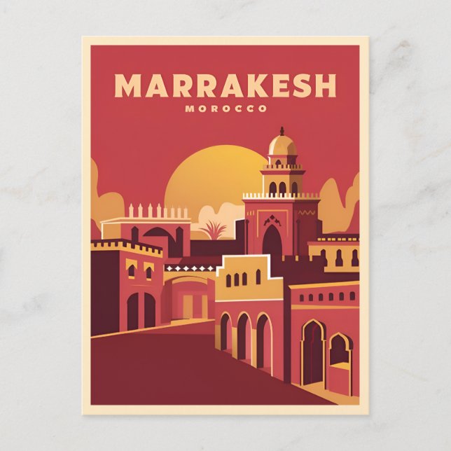 Carte Postale Vintage voyage Marrakech Maroc Rétro Pittoresque (Devant)