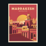 Carte Postale Vintage voyage Marrakech Maroc Rétro Pittoresque<br><div class="desc">Entrez dans la tapisserie vibrante de Marrakech avec ce design rétro captivant sur le thème du voyage. Insufflé de nostalgie et de charme vintage, ce design capte l'allure intemporelle et la beauté exotique d'une des destinations les plus emblématiques du Maroc dans une esthétique rétro qui rappelle les affiches de voyage...</div>
