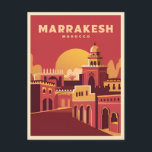 Carte Postale Vintage voyage Marrakech Maroc Rétro Pittoresque<br><div class="desc">Entrez dans la tapisserie vibrante de Marrakech avec ce design rétro captivant sur le thème du voyage. Insufflé de nostalgie et de charme vintage, ce design capte l'allure intemporelle et la beauté exotique d'une des destinations les plus emblématiques du Maroc dans une esthétique rétro qui rappelle les affiches de voyage...</div>