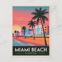 Vintage voyage Miami Beach Floride Sunset Seaside