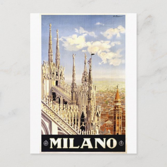 Carte postale Vintage voyage Milano Italie (Devant)