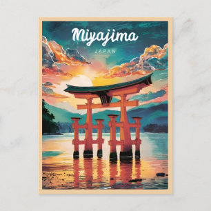 Carte Postale Vintage voyage Miyajima Island Japon Retro Sunset