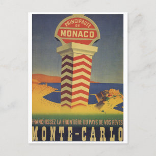 Carte postale Vintage voyage Monaco Monte Carlo