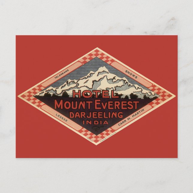 Carte Postale Vintage voyage, Mont Everest, Darjeeling Inde (Devant)