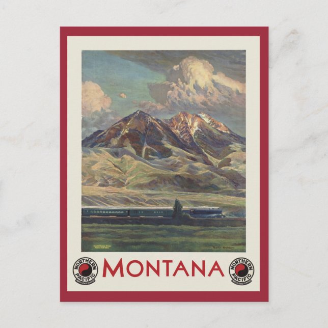 Carte Postale Vintage voyage Montana en train (Devant)