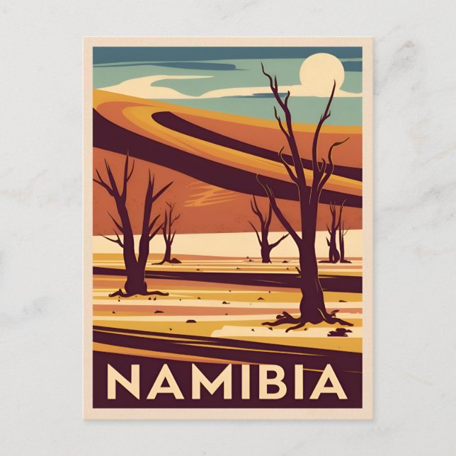 Carte Postale Vintage voyage Namibie Afrique Retro Graphisme (Devant)