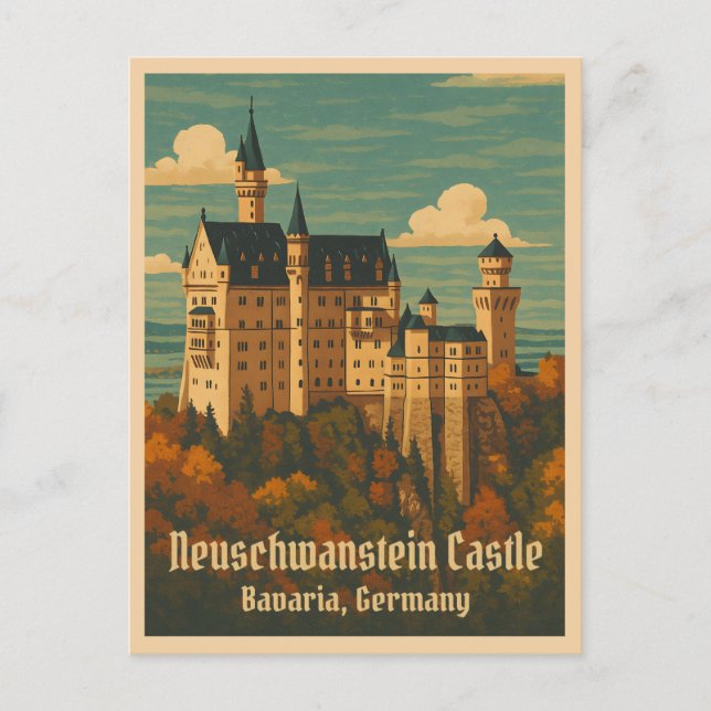 Carte Postale Vintage voyage Neuschwanstein Castle Allemagne Ret (Devant)