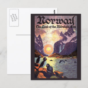 Carte Postale Vintage voyage, Norvège Fjord Terre du soleil de m