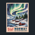 Carte Postale Vintage voyage Norvège Northern Lights Retro Pitto<br><div class="desc">Découvrez la magie de l'Arctique avec ce design rétro captivant inspiré des voyages. Niché dans une ambiance nostalgique et un charme vintage, ce design saisit la beauté enchanteresse des nuits hivernales norvégiennes et la danse captivante des aurores boréales dans une esthétique rétro qui rappelle les affiches de voyage classiques d'antan....</div>