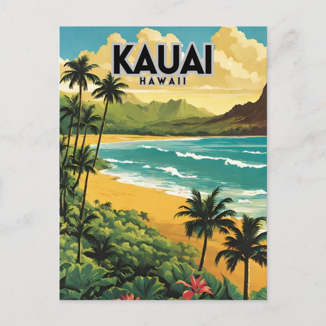 Carte Postale Vintage voyage nostalgique de Kauai Hawaii (Devant)