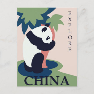 Carte postale Vintage voyage Panda Chine