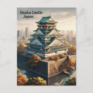 Carte Postale Vintage voyage paysager japonais du château d'Osak