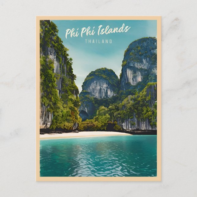 Carte Postale Vintage voyage Phi Phi Îles Thaïlande Rétro (Devant)