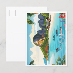 Carte Postale Vintage voyage Phi Phi Island Thaïlande