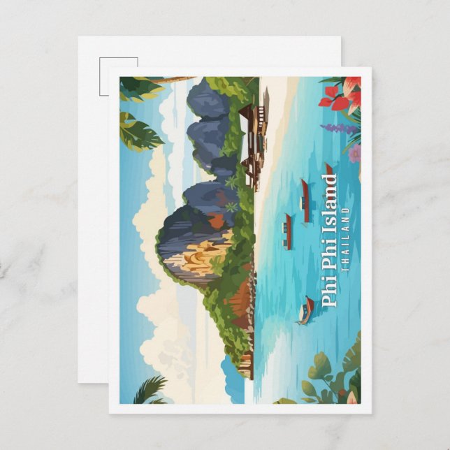 Carte Postale Vintage voyage Phi Phi Island Thaïlande (Devant / Derrière)