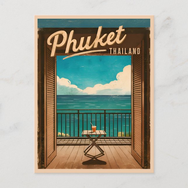 Carte Postale Vintage voyage Phuket Thaïlande Retro Pittoresque (Devant)