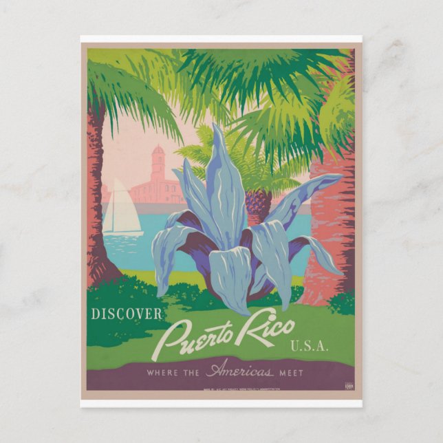 Carte postale Vintage voyage Porto Rico USA (Devant)