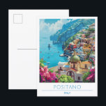 Carte Postale Vintage voyage Positano Italie<br><div class="desc">Positano Italie Vintage voyage peinture carte postale</div>