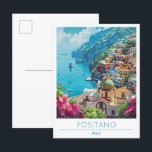Carte Postale Vintage voyage Positano Italie<br><div class="desc">Positano Italie Vintage voyage peinture carte postale</div>