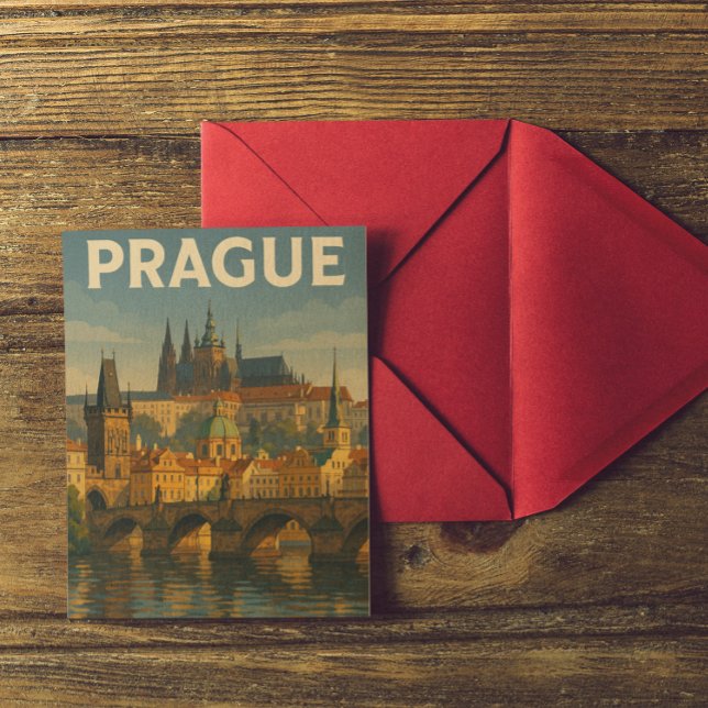 Carte Postale Vintage voyage Prague République tchèque (Vintage Retro Prague Czech Republic Postcard)