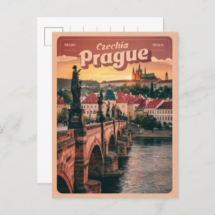 Carte Postale vintage voyage prague république tchèque cadeaux,