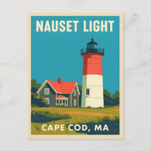 Carte Postale Vintage voyage rétro Cape Cod Phare de Nauset
