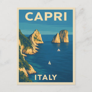 Carte Postale Vintage voyage rétro Capri Italie Côte Pittoresque