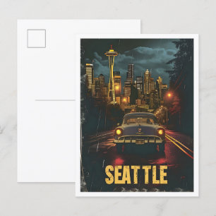 Carte Postale Vintage voyage rétro classique de Seattle Washingt