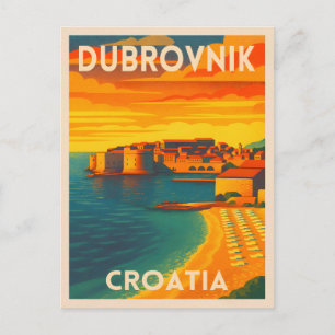 Carte Postale Vintage voyage rétro Dubrovnik Croatie Vieille Vil
