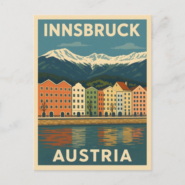 Carte Postale Vintage voyage rétro Innsbruck Autriche Paysage (Devant)