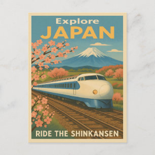 Carte Postale Vintage voyage rétro Japon Shinkansen
