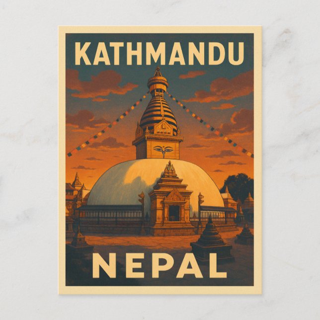 Carte Postale Vintage voyage rétro Kathmandu Nepal Temple Pittor (Devant)