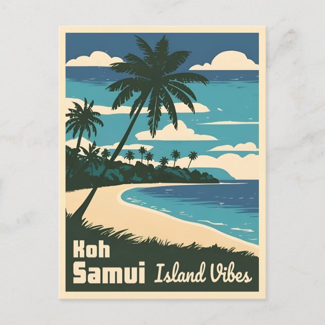 Carte Postale Vintage voyage rétro Koh Samui Thaïlande (Devant)