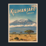 Carte Postale Vintage voyage rétro Mont Kilimandjaro Afrique<br><div class="desc">Entrez dans les hauteurs majestueuses du Kilimandjaro avec cette carte postale retro captivante d'inspiration voyage. Insufflé de vibrations nostalgiques et de charme vintage,  ce design capture le pic enneigé emblématique dans une esthétique rétro rappelant les affiches de voyage classiques d'antan.</div>