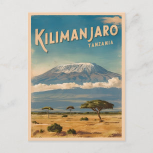Carte Postale Vintage voyage rétro Mont Kilimandjaro Afrique