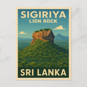Carte Postale Vintage voyage rétro Sri Lanka Sigiriya Lion Rock