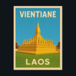 Carte Postale Vintage voyage rétro Vientiane Laos Temple d'or<br><div class="desc">Entrez au coeur du Laos avec cette carte postale rétro d'inspiration voyage qui met en valeur le Temple d'Or de Vientiane. Amusée de vibrations nostalgiques et de charme vintage,  cette pièce est idéale pour les amateurs de culture,  d'histoire et d'aventure intemporelle.</div>