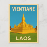 Vintage voyage rétro Vientiane Laos Temple d'or