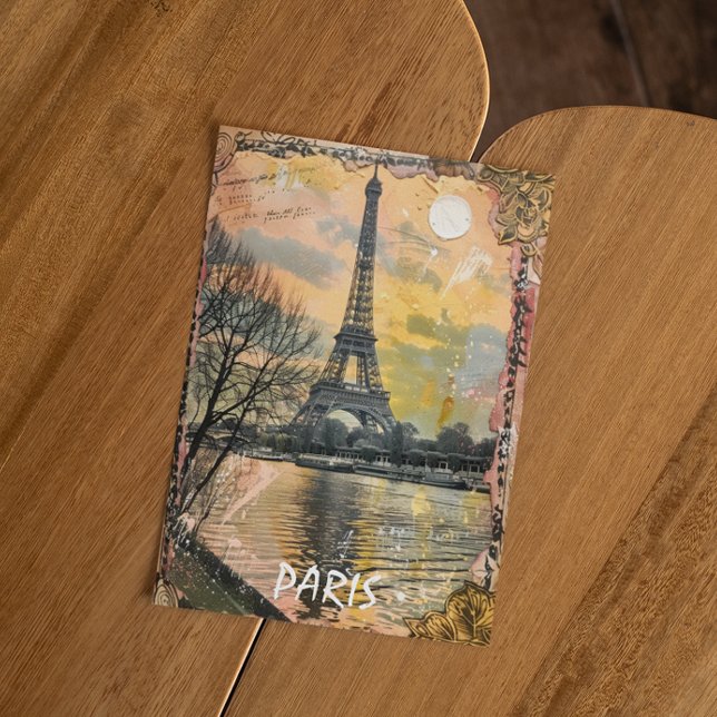 Carte Postale Vintage voyage romantique Paris France (paris france vintage travel postcard)