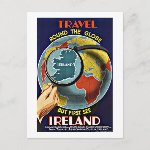 Carte Postale Vintage voyage Round the Globe Voir Irlande