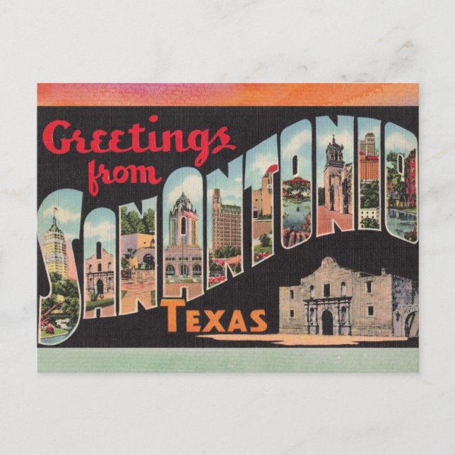 Carte postale Vintage voyage San Antonio Texas (Devant)