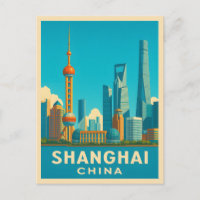 Vintage voyage Shanghai Chine Rétro Pittoresque Sk
