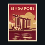 Carte Postale Vintage voyage Singapore City Retro Pittoresque<br><div class="desc">Découvrez la culture vivante et les merveilles modernes de Singapour grâce à ce design rétro sur le thème du voyage. Insufflé de nostalgie et de charme vintage,  cet article capte l'essence de Lion City dans une esthétique rétro qui rappelle les affiches de voyage classiques d'antan.</div>